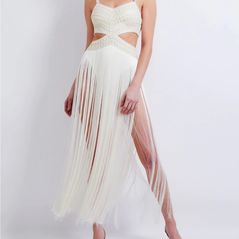 Pat BO fringe dress with pearl straps sold out